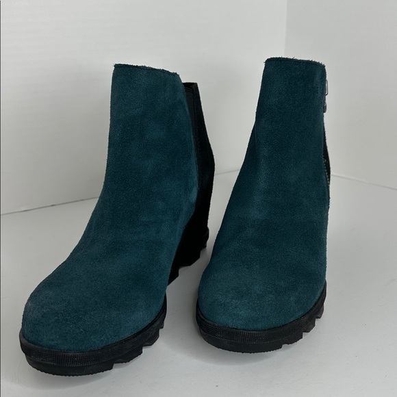 Sorel Joan of Arctic Wedge II Side Zip Boots Blue Suede Womens Size US 9 EU 40 - Picture 4 of 14
